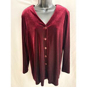 Vintage BAD Wine Red Velvet Top Tunic Relaxed Size M Retro 80s Romantic Witchy